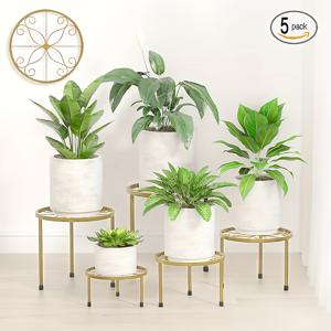 TEMU 내구성 강한 금속 5단 식물 스탠드 세트 5개 - 실내/야외용 내후성 녹 방지 다기능 화분 선반, 튼튼한 프레임, 발코니용 - 장식용 금속 가구|화분받침대