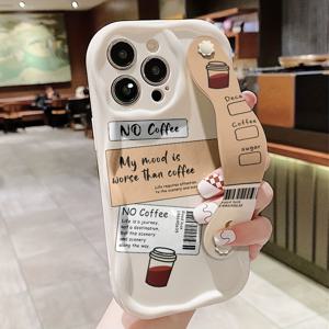 TEMU 애플 시리즈 11\12\13\14\15\16프로맥스 삼성 시리즈 A05/A15/A25/A35/A55/S23/S24울트라에 적합한 크림 리본 음료 컵 프린트 모바일 폰 케이스