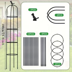 TEMU 내구성 강한 녹 방지 금속 정원 등반 트렐리스 - 세로 파이프 식물 지지대, 장미·덩굴식물·클레마티스용 - 실내/외부 사용 가능, 우아한 꽃다발 아버, 등반식물용 정원 트렐리스, 인테리어 조각품, 내구성 있는 야외 장식