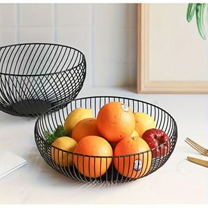 TEMU Faridabio 메탈 과일 바구니 | 거실용 원형 주철 트레이, 장식용 스낵 바구니, 파티 스낵 박스, 크리스마스 및 새해 선물 아이디어