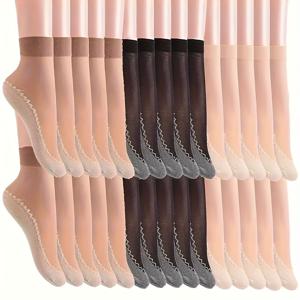 TEMU 여성용 여름 얇은 양말 30쌍 - 통기성, 흡습 방지 미끄럼방지 강화 발가락 경량 캐주얼 & 오피스 양말, 다양한 중립 색상 (베이지/블랙/핑크/라이트 브라운) - 세탁기 사용 가능, 다용도 양말 디자인