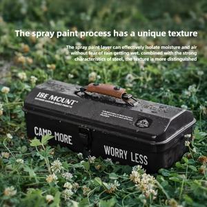 TEMU 야외용 도구 상자 - 캠핑, DIY 프로젝트 및 가정 정리용으로 내구성 있는 금속 보관 상자, 방수 및 날씨에 내성을 갖춘 캠핑 장비 | 내구성 있는 금속 상자 | 스프레이 페인트 마감, 도구 보관 정리기