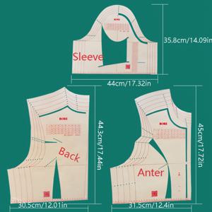 TEMU 성인 의류 프로토타입 패턴 드래프팅 자 - 정밀 재단 템플릿 (뒤, 소매 라인 포함) - 내구성 있는 플라스틱 제작용 - 드레스메이킹 & 의류 디자인, 바느질 액세서리, 의류 제작 도구, 오래가는 소재