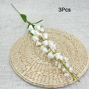 TEMU 3pcs 흰색 백합 계절의 길고 가지가 있는 인공 꽃, 봄 가정 결혼 장식 프랑스 인공 꽃 가루