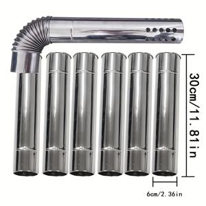 TEMU 6cm 스테인레스 스틸 확장된 벽난로, 나무 스토브용 내구성, 열 저항성, 쉬운 설치, 캠핑 및 야외 요리에 이상적, 데이, 부활절, 추수감사절을 위한 완벽한 선물|캠핑용품