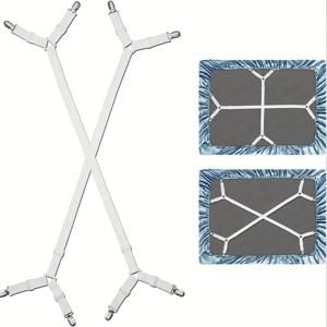 TEMU 2pcs 조절 가능한 침구 스트랩 패스트너, 삼각형 탄성 매트리스 커버 클립, 테이블 클로스 소파 슬립커버용 금속 그립퍼, 블랙 나일론 직조, 손세탁 전용