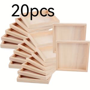 TEMU 20/12개 미완성 나무 공예 트레이, 다목적 디스플레이 플랫폼, DIY 페인팅, 염색, 3D 퍼즐 및 미술 프로젝트용