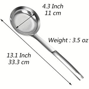 TEMU 1개, 스키머 숟가락, 304 스테인리스 스틸, 체, 미세 메쉬 체, 필터 숟가락, 거품 스쿱, 긴 손잡이, 가정용 및 핫팟 요리용으로 적합, 기름과 거품 제거. 식기 세척기 사용 가능, 3.1/3.7/4.4 인치