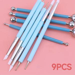 TEMU 9pcs/세트 폴리머 모델링 클레이 조각 도구 점 찍기 펜 볼 , DIY 네일 아트 공예용 도자기 세라믹 클레이 인덴테이션 툴 세트