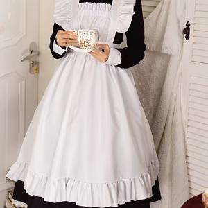 TEMU 여성용 긴팔 드레스, 흰색 앞치마 및 헤드밴드 - 귀여운 핏과 플레어 디자인, 올 시즌 드레스, 코스프레 및 캐주얼 착용용, 캐주얼 착용용 드레스 | 재미있는 드레스 | 프릴이 있는 밑단, 드레스