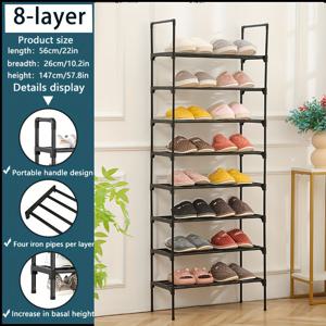 TEMU 3/4/5/6/7/8층이 있는 신발 보관 캐비닛은 복도, 복도, 거실, 침실에 적합합니다. 조립 및 분해가 용이하며, 공간을 절약할 수 있는 충분한 용량을 제공하며, 다양한 방 유형에 적합합니다. 벽관은 두꺼워지고 각 층에 4개의 지원관이 있습니다.