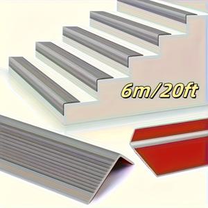 TEMU 20피트 자체 접착 비닐 계단 밟는 보호대, 실내/외부 사용을 위한 미끄럼 방지 고무 가장자리 가드, 넓은 미끄럼 방지 스트립이 있는 회색 안전 계단 패드, 내구성 있는 PVC 소재로 가정 안전을 위한, 모든 계단에 맞는, 미끄럼 방지 계단 밟는 패드