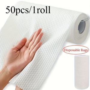 TEMU 50개/1롤 재사용 가능한 주방 천 - 비섬 폴리에스터 블렌드, 퇴색 방지, 사각형 모양, 접시, 테이블 및 더 이상의 이상적인 사용 - 우주 테마 디자인, 쉬운 청소 천 | 현대 주방 장식 | 짠 질감