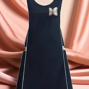 TEMU 나비 리본 디테일이 있는 우아한 남해색 슬리브리스 드레스 - 부드럽고 세탁 가능한 소재로 주방, 호텔, 꽃집, 네일 살롱, 산모 및 더 많은 곳에서 사용할 수 있는 봄/여름 스타일, 주방 유니폼 | 우아한 슬리브리스 드레스 | 내구성 있는 소재, 네일 살롱 유니폼|임부복