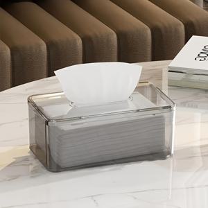 TEMU 현대적인 투명 아크릴 티슈 박스 커버 1개, 매끄러운 종이 출구 포함 - 욕실 및 거실 장식용 슬림한 직사각형 디자인, 스타일 플라스틱 디스펜서 케이스, 티슈 정리함 | 현대적 홈 액센트 | 투명 아크릴 커버
