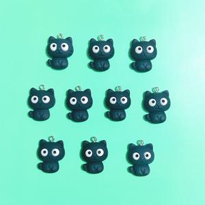 TEMU WhiskerWonders 10팩 손수제 레진 고양이 액세서리 - 흰색 & 검은색 고양이 목걸이, 창의적인 선물 귀걸이, 목걸이, 팔찌, 열쇠끈, 가방 액세서리