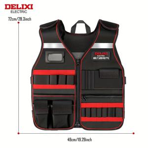 TEMU Delixi 전동 공구 조끼, 17개의 포켓, 무게 분배 기능이 있는 작업 조끼, 다용도 공구 사용에 적합, 목수, 전기 기술자, 목공자 및 건설 노동자에게 이상적입니다.