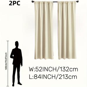 TEMU 2pcs, 100% 선샤이드 커튼, 방을 어둡게 만듭니다, 필름 라인닝이 있는 순수한 색상의 폴리에스터 재질, 가벼운, 상단 로드 메서드, 현대적인 로맨틱한 , 침실, 식당, 거실, 주방, 발코니, 정원에 적합합니다.|커튼봉