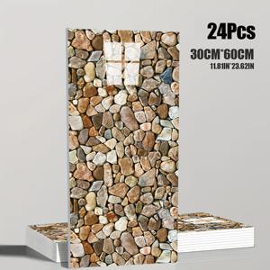 TEMU 돌아가다, 빈티지 럭셔리 벽돌 페이퍼 12/24개 세트, 시각적 3D 효과, 30cm x 60cm, 침실용 인조 벽돌 장식 벽지, 방수 자체 접착 벽지, 산업용, 상점 리모델링, 카페, 사무실, 거실 욕실 두꺼운 벽 스티커