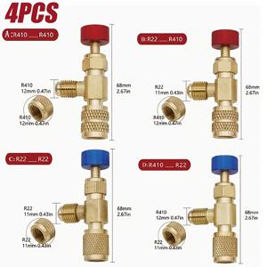 TEMU 에어컨 냉매 안전 밸브 스위치 세트 4개, R22 R410A 어댑터 커넥터, 1/4인치 황동 에어컨 플루오라이드 안전 밸브, 에어컨 서비스 및 정화기용