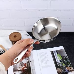 TEMU 18/10 스테인리스 스틸 싱글 핸들 소형 프라이팬 – 12cm 평평한 바닥, 정확한 버터·오일·소스 주입 가능, 식기세척기 안전 주방용품