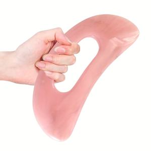 TEMU 손잡이가 있는 다크 핑크 구아샤 보드 1개, 목, 얼굴 및 다리용 왁스 대형 마사지 도구, 순환 촉진, 몸매 조이는 데 도움, 전신 사용 가능, 다크 핑크