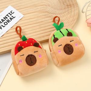 TEMU 2개 초 귀여운 카피바라 동전 지갑 - 부드럽고 편안한 동물 모양의 거스지, 돈, 카드를 보관하기에 완벽합니다. | 스타일리시한 가방 액세서리 | 생일 또는 크리스마스 선물로 이상적입니다.