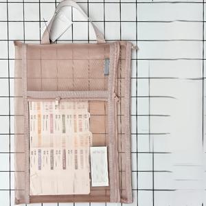 TEMU 3포켓 확장 가능한 나일론 지퍼 파우치 - 대용량 휴대용 문구 정리함, 학교 용품에 적합, 다양한 색상 옵션(블루, 핑크, 그린, 옐로우, 베이지), 책, 펜 및 노트북, 문서 지퍼 가방에 이상적 | 현대적인 디자인 | 견고한 손잡이 구조