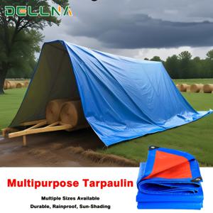 TEMU DELLNA 방수 폴리에틸렌 타포린 커버, 12 Mil 두께 - 비, 햇빛, 장작, 지붕, 수영장, 보트 등에 적합한 다용도 원단 - 블루 및 레드 색상으로 제공.