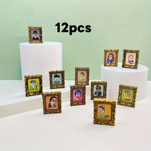 TEMU 12개 사진 액자 세트 - 생생한 색상과 튼튼한 레진 소재의 미니어처 사진 디스플레이, 홈 데코, 사무실 또는 선물용으로 완벽