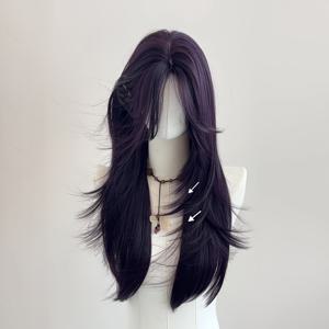 TEMU 26인치 풀헤드 여성용 가발 - Y2K 퍼플 스파이스 걸 스타일, 레이어드 헤어 & 앞머리, 볼륨 밀도, 로즈 네트, 데일리 웨어, 파티, 롤플레이용 - 모든 라이트 베이지 톤에 어울리는 우아한 헤어 (라틴/아시아/E와 호환 가능)