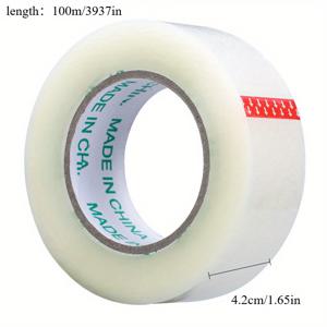 TEMU 100m 강력한 방수 포장 테이프 - 투명, 사무실, 가정 및 학교용 다용도 밀봉, 상자 및 포장용 이상적, 쉽게 찢어짐, 배송용 투명 접착 테이프, 다용도 밀봉|강력한 접착제|쉽게 분포