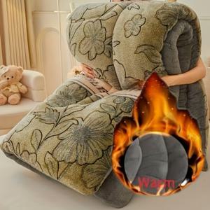 TEMU 1개 프렌치 스타일 리버서블 플로럴 침대커버 - 사계절용 두꺼운 침대커버 (코랄 필) (세탁기 사용 가능) | 중간 두께의 우아한 프렌치 침대커버, 침실, 기숙사, 호텔용 - 부드럽고 편안한 침구