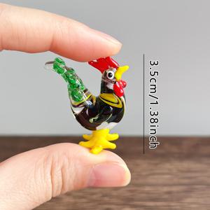 TEMU 1개 수제 유리 미니 수탉 동상 장식, 자랑스러운 미니 수탡 동상, 수집용 피규어, DIY 홈 데코레이션에 매우 적합하며, 축제와 테이블 장식을 위한 이상적인 선택, 부활절 달걀, 행복한 부활절, 파티 선물로 완벽함