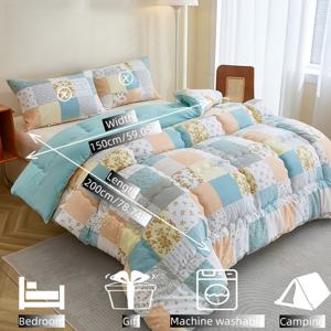 TEMU 스타일 패턴 AB 버전 컬러 블로킹 크래프트 액티브 프린트 초소프트 베이지 친화적 패브릭 침구 세트 3pcs - 침실, 게스트룸, 여행 선물용 두꺼운 이불 세트, 모던 보호 디자인,내구성 있는 퀼트 스티칭,보호 시크 애호가|이불