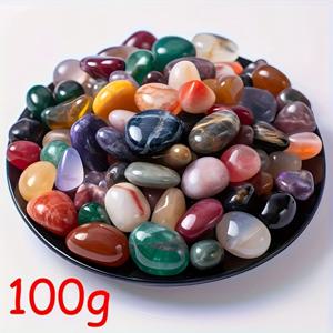 TEMU 100g 혼합 색상 천연 광택 돌 및 - 홈 데코용 생생한 다양한 보석, 수족관, 다육식물 테라리움, 정원 및 화분 장식, 정원 액센트 | 스타일 | 장식용 자갈