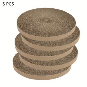 TEMU 5개 라운드 고양이 스크래처 리필 패드, 주름진 카드보드, 25 x 2.2cm / 10 x 7/8 in, 실내 고양이용, 적극적인 놀이, 스크래치 패드 프로, 애완 동물 행동을 지원, 고양이 스트레스를 완화