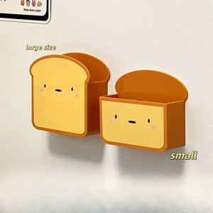 TEMU 2pcs 귀여운 토스트 & 파스텔 자석 주방 보관 랙 - 도구, 향신료 및 더 많은 것을 위한 다기능 플로팅 선반 - 집, 주방 또는 욕실 사용을 위한 강력한 자석 뒷면이 있는 비어있는 벽걸이 플라스틱 정리함, 주방 액세서리, 랙