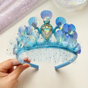 TEMU 1pc 빛나는 바다 테마 크라운, 조개 및 별어류 디자인 - 레진, 시퀀스, 만화 요소로 축제 파티 및 이벤트, 축제 파티 액세서리 | 만화 스타일 크라운 | 레진 크라운