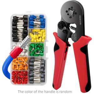 TEMU AWG 23-7 자가 조절 가능한 페룰 크림핑 도구 키트, 400개/1200개 포함 AWG 22 20 18 16 14 12 10 게이지 와이어 크림프 커넥터 페룰 나일론 절연 핀 코드 엔드 인서트 타입 싱글 더블 전기 와이어용