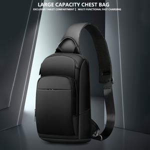 TEMU 스위트 남성용 대용량 체스트 백 - 여행, 비즈니스 및 캐주얼 사용을 위한 스타일리시 옥스포드 숄더백, 지퍼 클로저 & 메쉬 포켓, 안전한 여행 파우치, 튼튼한 구조의 트렌디 액세서리|힙색