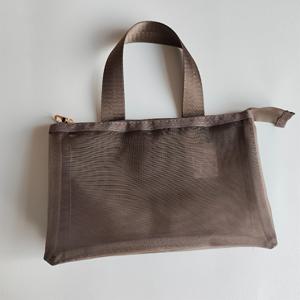 TEMU 3단 대용량 메쉬 화장품 파우치 - 가벼운 여행용 메이크업 및 세면도구 정리함, 내구성 있는 폴리에스터 지퍼 포켓, 네이비 블루/블랙, 립스틱·병·튜브 수납 가능, 스타일리시 토이레트 백 | 경량 여행용 화장품 보관 가방