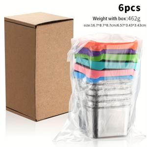 TEMU 3/6pcs 스테인리스 스틸 샐러드 소스 용기, 브러시드 메탈, 재사용 가능, 누출 방지, 실리콘 뚜껑이 있는 샐러드, 소스, 학교 점심 상자, 주방, 레스토랑, 피크닉, 여행, 크리스마스, 할로윈, 부활절, 한카, 데이용