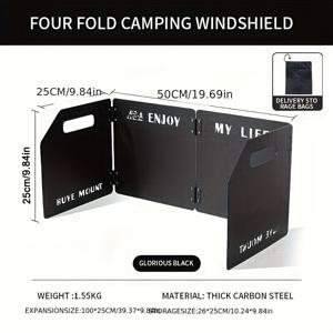 TEMU 3/4 패널 스테인리스 접이식 캠핑 스토브 윈드실드 - 휴대용 야외 요리 방풍막, 캠핑 & 배낭여행에 완벽 | 광택 표면, 필수 캠프 장비 | 내구성 강한 소재, 컴팩트 디자인, 녹 방지 구조 | 독립기념일 여름, 할로윈 피크닉 필수품