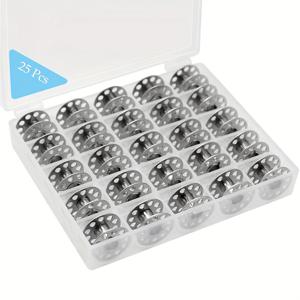 TEMU 25개 금속 재봉틀 보빈 - 내구성 있는 스테인리스 스틸 스풀, 싱어, 브러더, 등 호환 가능, 안전하고 쉬운 실 꿰기 위한 매끄러운 표면 및 가장자리, DIY 재봉 액세서리, 재봉 용품