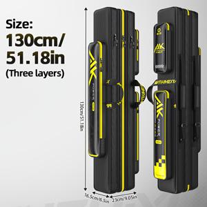 TEMU Yuzhiyuan 낚시 태클 백 - 강화된 스틸이 있는 내구성 있는 1680D 옥스포드 천, 다용도 수납칸, 대용량, 가벼우며 휴대하기 좋음 - 해수 및 민물 낚시꾼에게 이상적, 검정색에 노란색 악센트|낚시대