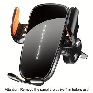 TEMU 2025년형 업그레이드된 차량용 휴대폰 홀더 - ABS 소재, 안전한 스마트폰 내비게이션을 위한 회전식 에어벤트 마운트, 모든 차량에 적합, 매끄러운 블랙 디자인과 메탈릭 악센트, 자동차 휴대폰 거치대 | 오렌지색 악센트