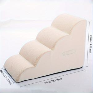 TEMU 3단/4단 개 계단 파도형 개 등반 사다리 슬로프 고양이와 개용 등반 사다리 애완동물 분리 및 세척 가능, 미끄럼 방지 펫 사다리, 높은 침대와 소파에 적합, 소형과 중형견, 고양이에 매우 적합