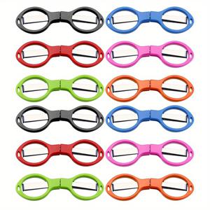 TEMU 12pcs 스테인레스 스틸 접이식 가위 - 녹지 않는, 안경 모양의 미니 가위, 블랙, 블루, 레드, 핑크, 그린, 오렌지 - 가정 및 여행 용도로 이상적, 여행 액세서리 | 컴팩트 가위 | 내구성 있는 절단 도구, 공예용 가위