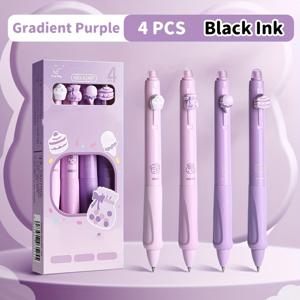 TEMU 4개 리트랙터블 지울 수 있는 0.5mm 펜 세트, 빠른 건조 블랙 및 블루 잉크, 부드러운 필기감, 공부용, 사무실, 다이어리 적합, 학생 및 사무용